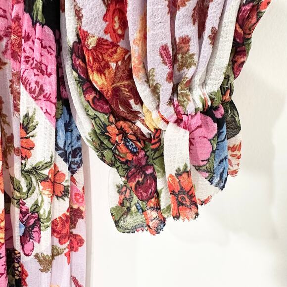 Anthropologie Maeve Shara Pleated Midi Dress Floral Modest | Pink White | SZ S - Picture 8 of 15